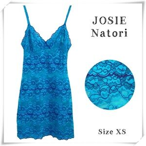 NATORI Josie Full Lace Slip in Teal Blue